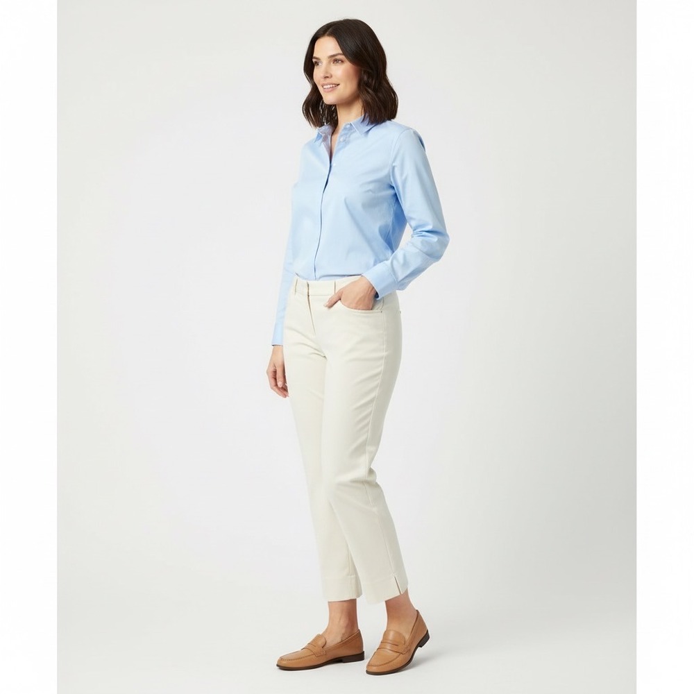 NEW Chico's Ultimate Fit Crop Pants‎ Women Medium 10 1.5 Ivory Stretch Career